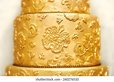 Delicious Golden Wedding Or Birthday Cake