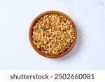 Delicious granola on a light background