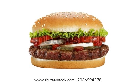 A delicious grilled Angus burger with cheese, lettuce, and tomato on a sesame seed bun. on white background.
advertising social media 