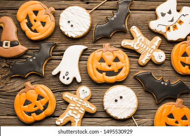 Delicious Halloween Party Cookies. Top View.