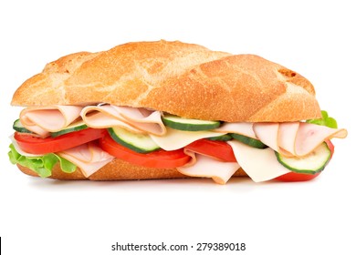 Delicious Ham Sandwich Isolated On White Background