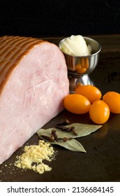 Delicious Ham With Tomatoes,Clove And Bay Leaves Vertical