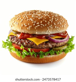 Delicious Hamburger with white Background - Powered by Shutterstock