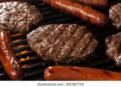 Delicious Hamburgers and Hot Dogs on the Grill