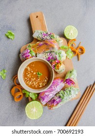 Delicious And Healthy Homemade Vegetarian Snack  / Vegetarian Spring Roll / For Those Observing A Meatless Day Meal Can Try This Simple Snack With Fresh Ingredients