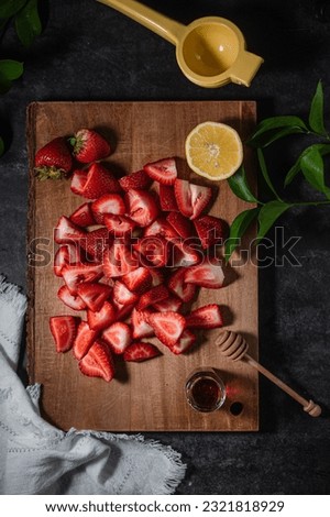 Similar – Image, Stock Photo Strawberry smoothie bowl