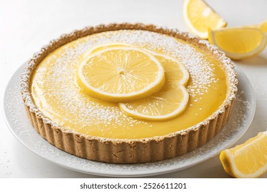 a delicious homemade baked lemon tart pie dessert - Powered by Shutterstock