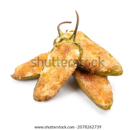Delicious homemade jalapeno poppers on white background