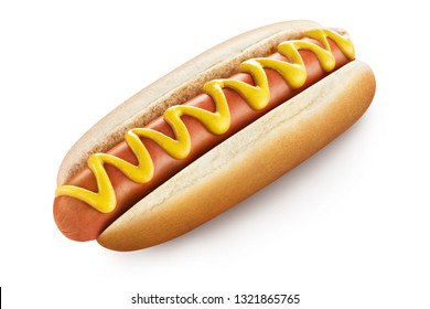 Delicious hot dog with mustard, isolated on white background - Powered by Shutterstock