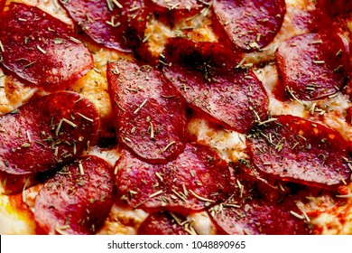 Delicious Italian Pepperoni Pizza Texture Close Up