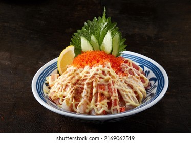 Delicious Japanese Food, Moxibustion Grilled Cheese And Crab Sticks Rice Bowl	

