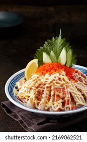 Delicious Japanese Food, Moxibustion Grilled Cheese And Crab Sticks Rice Bowl	

