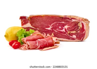 Delicious jerked prosciutto crudo, isolated on white background. High resolution image - Shutterstock ID 2248803131