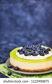 Delicious Key Lime Cheesecake Decorated With Fresh Blueberries