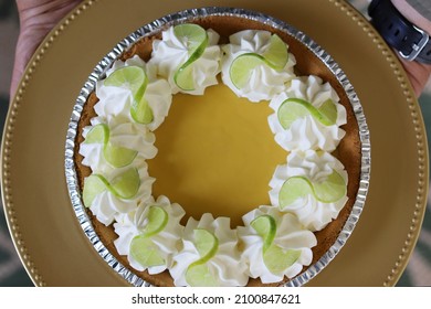 Delicious Key Lime Pie With Whipped Cream From Above