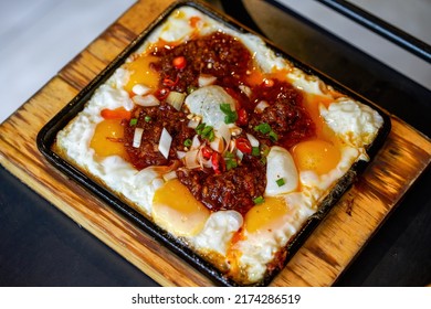 A Delicious Korean Dish, Sizzling Eggs With Spicy Sauce