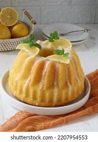 Delicious Lemon Butter Cake With Mint Leaves