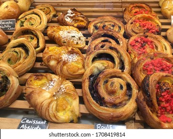 Delicious Looking Cakes And Pastries In A Paris Patisserie.