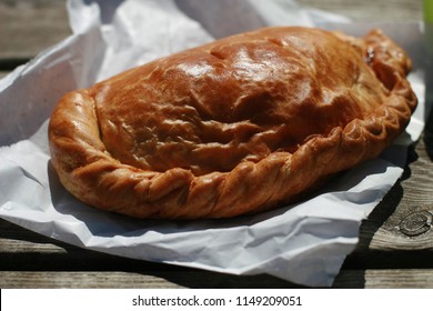 Delicious Looking Cornish Pasty In Cornwall On A Sunny Day 