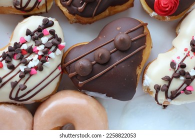 Delicious looking heart shaped donuts - Shutterstock ID 2258822053