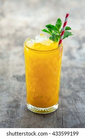 Delicious Mango Tropical Drink With Mint Garnish