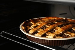 Delicious Meat Pie In Oven, Closeup View