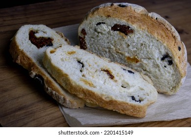 Delicious Mediterranean Diet, Wheat Bread On Black Background