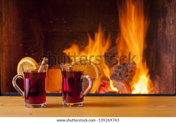 Delicious Mulled Wine Romantic Fireplace Food And Drink
