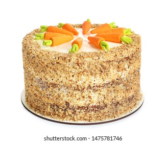 Delicious Natural Carrot Cake Isolated On White