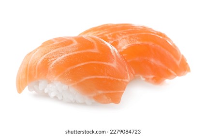 Delicious nigiri sushi with salmon isolated on white - Powered by Shutterstock