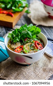 Delicious noodles in bowl -Healthy food concept closeup vertical