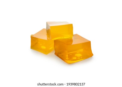Delicious orange jelly isolated on white background