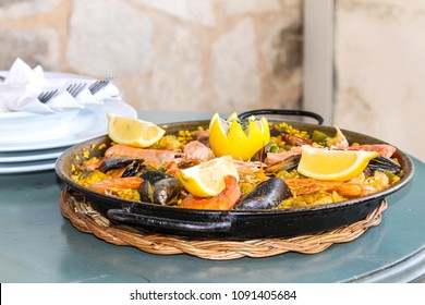 Delicious Paella In Majorca Beach Restaurant 