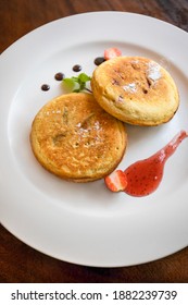 Delicious Pancake With Homemade Strawberry Coulis