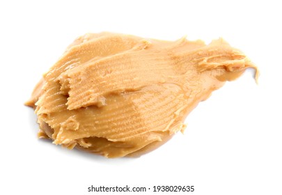 Delicious Peanut Butter Isolated On White, Top View