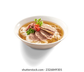 Delicious Pho without spring onion isolated on white background