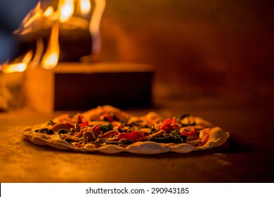 Delicious pizza in the oven