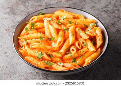 Delicious plate of italian food pink sauce pasta closeup on the bowl on the table. Horizontal
 - Powered by Shutterstock