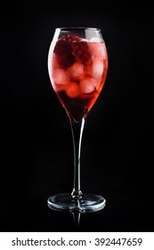 Delicious Pomegranate Cocktail Isolated On Black Background