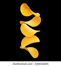 Delicious potato chips, isolated on black background - Powered by Shutterstock