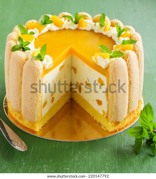 Delicious Pound Cake Charlotte Mango Peaches Stock Photo Edit Now