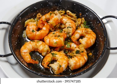 Delicious Prepared Shrimps In The Fry Pan