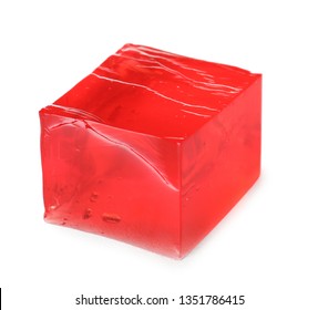 Delicious Red Jelly Cube On White Background