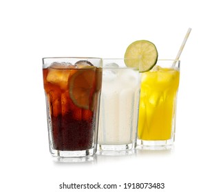 Delicious refreshing drinks in glasses on white background - Shutterstock ID 1918073483