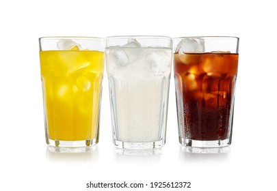 Delicious refreshing drinks in glasses on white background - Shutterstock ID 1925612372