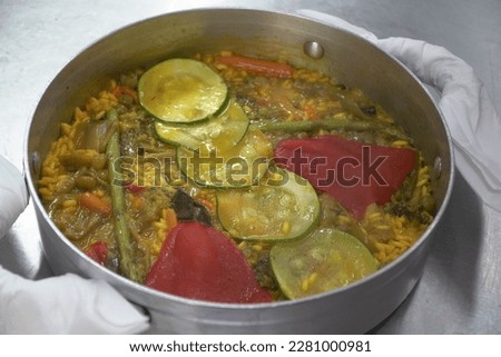Delicious rice with vegetables on the table