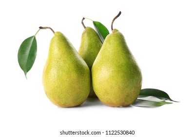 Delicious ripe pears on white background - Shutterstock ID 1122530840