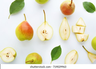 Delicious ripe pears on white background - Shutterstock ID 719029963
