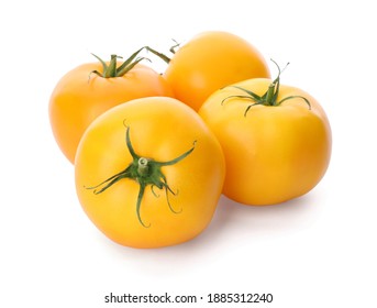 Delicious Ripe Yellow Tomatoes Isolated On White