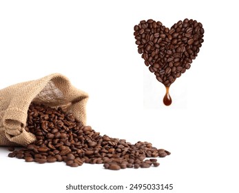 Delicious roasted coffee beans, isolated on white background - Powered by Shutterstock